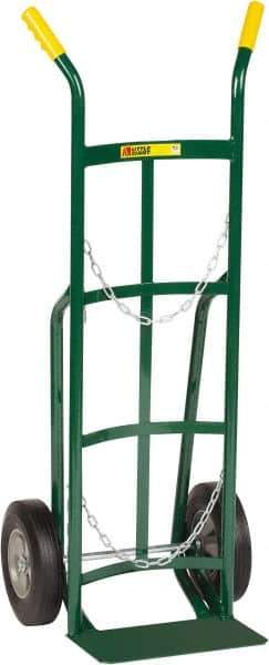 Little Giant - 800 Lb Capacity 47" OAH Cylinder Hand Truck - 8 x 14" Base Plate, Dual Handle, Steel, Pneumatic Wheels - Exact Tool & Supply