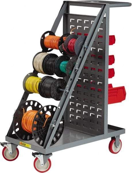 Little Giant - 600 Lb Capacity, 18" Wide x 32" Long x 46-1/4" High Wire Spool Cart - 1 Shelf, Steel, Polyurethane Casters - Exact Tool & Supply
