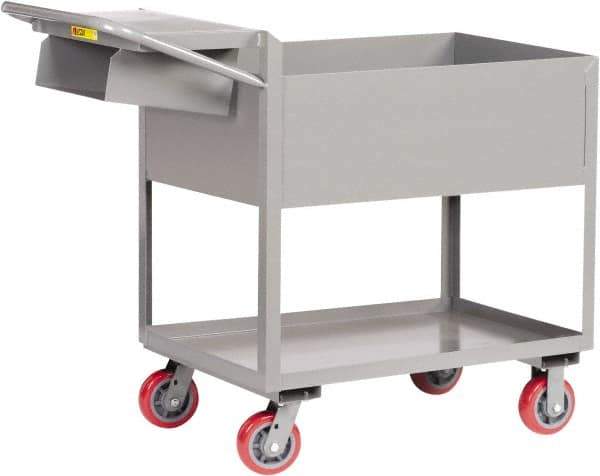 Little Giant - 3,600 Lb Capacity, 24" Wide x 64" Long x 41" High Deep Shelf Cart - 2 Shelf, Steel, Polyurethane Casters - Exact Tool & Supply