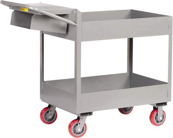 Little Giant - 3,600 Lb Capacity, 18" Wide x 46" Long x 41" High Deep Shelf Cart - 2 Shelf, Steel, Polyurethane Casters - Exact Tool & Supply