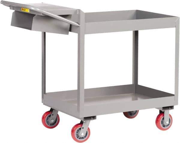 Little Giant - 3,600 Lb Capacity, 24" Wide x 64" Long x 41" High Deep Shelf Cart - 2 Shelf, Steel, Polyurethane Casters - Exact Tool & Supply