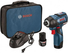 Bosch - 12 Volt, 1/4" Drive, 975 In/Lb Torque, Cordless Impact Driver - 2600 RPM, 2 Lithium-Ion Batteries Included - Exact Tool & Supply