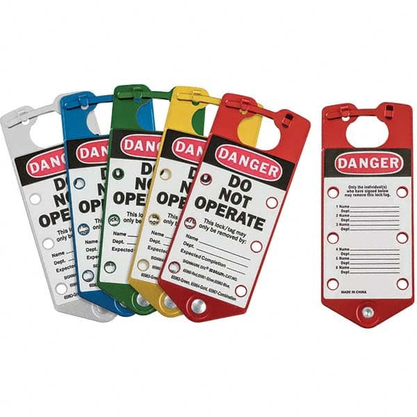 Brady - 1 5-Piece Single Jaw 1.429" Jaw Diam 6 Padlock Aluminum Lockout Hasp - Exact Tool & Supply