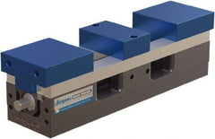 Jergens - 4" Jaw Width, 14.4" Max Jaw Opening, Manual Self Centering Vise - 7,200 Max Operating psi, 2.2" Stroke Length, 16" OAL x 6" OAW x 4" OAH - Exact Tool & Supply