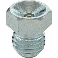 Umeta - Straight Head Angle, M8 Metric Stainless Steel Flush-Style Grease Fitting - 9mm Hex, 9.5mm Overall Height, 6.5mm Shank Length - Exact Tool & Supply
