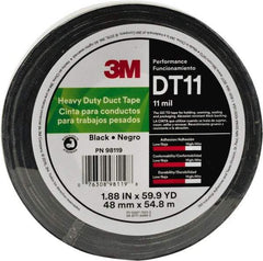 3M - 2" x 54.8m Silver Duct Tape - 11 mil, Rubber Adhesive, Polyethylene Film Backing, Series DT11 - Exact Tool & Supply