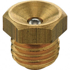 Umeta - Straight Head Angle, M8x1.0 Metric Steel Flush-Style Grease Fitting - 9mm Hex, 8.5mm Overall Height, 5.5mm Shank Length, Zinc Plated Finish - Exact Tool & Supply