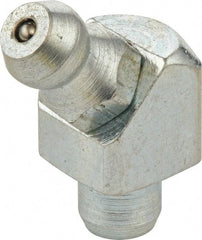 Umeta - 45° Head Angle, M10x1.0 Metric Steel Standard Grease Fitting - 11mm Hex, 20.5mm Overall Height, 5.5mm Shank Length - Exact Tool & Supply