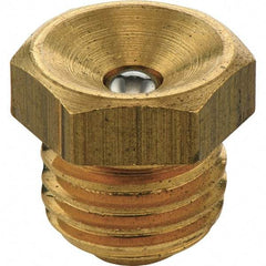 Umeta - Straight Head Angle, M6x1.0 Metric Steel Flush-Style Grease Fitting - 7mm Hex, 8.5mm Overall Height, 5.5mm Shank Length, Zinc Plated Finish - Exact Tool & Supply