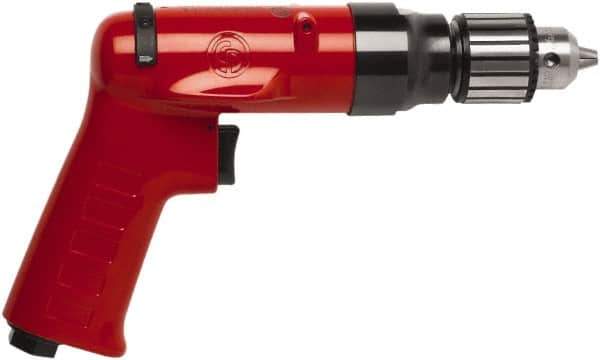 Chicago Pneumatic - 3/8" Reversible Keyed Chuck - Pistol Grip Handle, 2,600 RPM, 32 LPS, 0.5 hp - Exact Tool & Supply