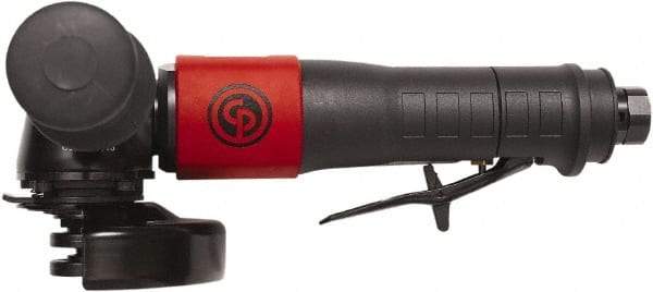 Chicago Pneumatic - 4" Wheel Diam, 12,000 RPM, Pneumatic Angle & Disc Grinder - 3/8-24 Spindle, 40 CFM, Rear Exhaust - Exact Tool & Supply