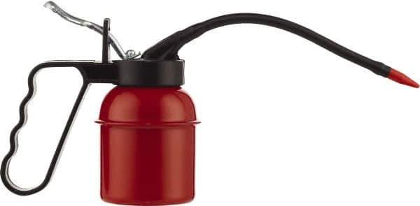 Umeta - 200 mL Capcity, Flexible Spout Spout, Lever Type Oiler - Brass Pump, Steel Body, Enamel - Exact Tool & Supply