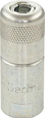 Umeta - 1-1/2" Long, 1/8" Thread, Zinc Plated Steel Grease Gun Coupler with Ball Check - NPT (F) Thread - Exact Tool & Supply