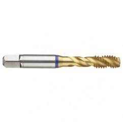 5/8-18 3B 4-Flute Cobalt Blue Ring Semi-Bottoming 40 degree Spiral Flute Tap-TiN - Exact Tool & Supply
