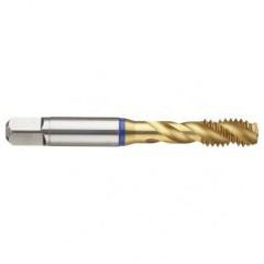 1-12 3B 4-Flute Cobalt Blue Ring Semi-Bottoming 40 degree Spiral Flute Tap-TiN - Exact Tool & Supply