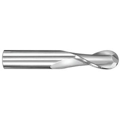 3 mm Dia. × 3 mm Shank × 12 mm DOC × 38 mm OAL, Carbide TiN, Spiral , 2 Flute, 30° Helix, Ballnose End Mill - Exact Tool & Supply