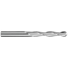 12 mm Dia. × 12 mm Shank × 50 mm DOC × 100 mm OAL, Carbide Uncoated, Spiral , 2 Flute, 30° Helix, Ballnose End Mill - Exact Tool & Supply