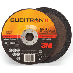 3M Cubitron II Depressed Center Grinding Wheel 64314 T27 6″ × 1/4″ × 7/8″ - Exact Tool & Supply