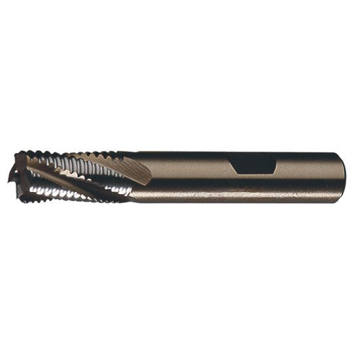 ‎3/8″ × 3/8″ × 1-1/2″ × 3-1/4″ RHS / RHC HSS-E (PM) Powder Metal Course Profile Roughing End Mill - MF SE NCC - Bright - Exact Tool & Supply