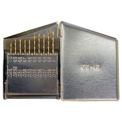 #61-#80 RHS / RHC HSS-CO 8% (M42) 135 Degree Split Point Heavy Duty Cobalt Jobber Length Drill Set - Straw / Gold Oxide - Exact Tool & Supply