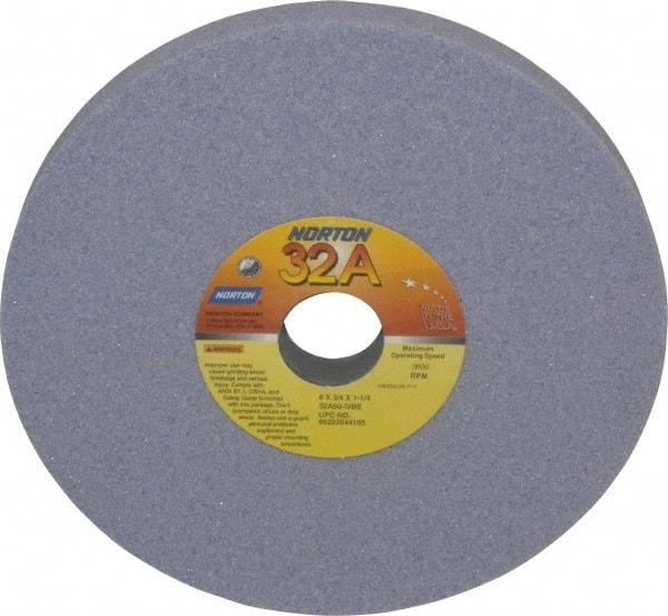 Norton - 8" Diam x 1-1/4" Hole x 3/4" Thick, I Hardness, 60 Grit Surface Grinding Wheel - Aluminum Oxide, Type 1, Medium Grade, 3,600 Max RPM, Vitrified Bond, No Recess - Exact Tool & Supply