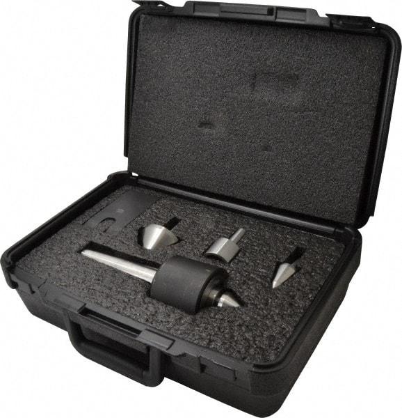 Riten - 4 Point, 550 Lb Max Workpiece, Bull Nose, Female, Standard & Tracer Points, Hardened Tool Steel, Live Center & Point Set - 4MT Taper, Interchangeable - Exact Tool & Supply