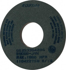 Norton - 14" Diam x 5" Hole x 1" Thick, J Hardness, 60 Grit Surface Grinding Wheel - Silicon Carbide, Type 1, Medium Grade, 1,800 Max RPM, Vitrified Bond, No Recess - Exact Tool & Supply