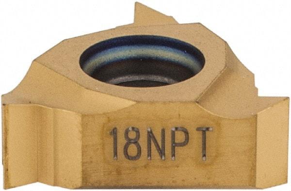Seco - 11NR Internal Right Hand 18 NPT Laydown Threading Insert - Grade CP500, TiAlN/TiN Coated Carbide - Exact Tool & Supply