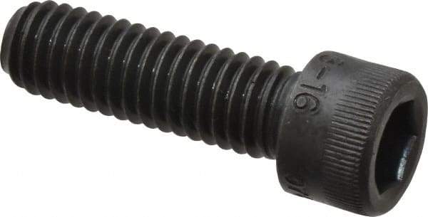 Made in USA - 3/8-16 UNC Hex Socket Drive, Socket Cap Screw - Alloy Steel, Black Oxide Finish, Fully Threaded, 1-1/4" Length Under Head - Exact Tool & Supply