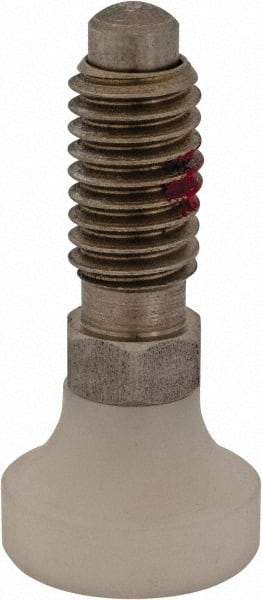 Gibraltar - 3/8-16, 3/4" Thread Length, 1/4" Max Plunger Diam, 0.25 Lb Init to 2 Lb Final End Force, Knob Handle Plunger - Delrin Knob, 0.94" Body Length, 3/4" Length Under Head/Shoulder, 0.18" Plunger Projection - Exact Tool & Supply