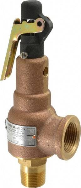 Midwest Control - 3/4" Inlet, 1" Outlet, ASME Safety Relief Valve - 150 Max psi, Bronze, 625 Cubic' per Min - Exact Tool & Supply