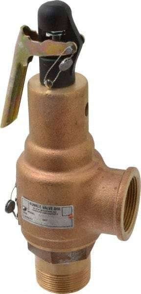 Midwest Control - 1-1/2" Inlet, 1-1/2" Outlet, ASME Safety Relief Valve - 125 Max psi, Bronze, 1,357 Cubic' per Min - Exact Tool & Supply