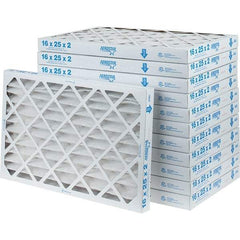 Made in USA - 16" Noml Height x 25" Noml Width x 2" Noml Depth, 35% Capture Efficiency, Wire-Backed Pleated Air Filter - MERV 8, Synthetic, Integrated Paperboard Frame, 500 Max FPM, 1,050 CFM, For Any Unit - Exact Tool & Supply