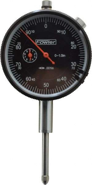 Fowler - 1" Range, 0-100 (Continuous), 0-50-0 (Balanced) Dial Reading, 0.001" Graduation Dial Drop Indicator - 2-1/4" Dial, 1mm Range per Revolution, Revolution Counter - Exact Tool & Supply