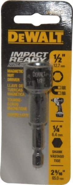 DeWALT - 1/2" Magnetic Nutsetter - 1/4" Hex Drive, 2-9/16" OAL - Exact Tool & Supply
