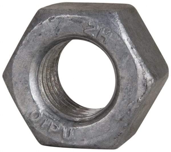 Value Collection - 3/4-10 UNC Steel Right Hand Heavy Hex Nut - 1-1/4" Across Flats, 47/64" High, Hot Dipped Galvanized Finish - Exact Tool & Supply