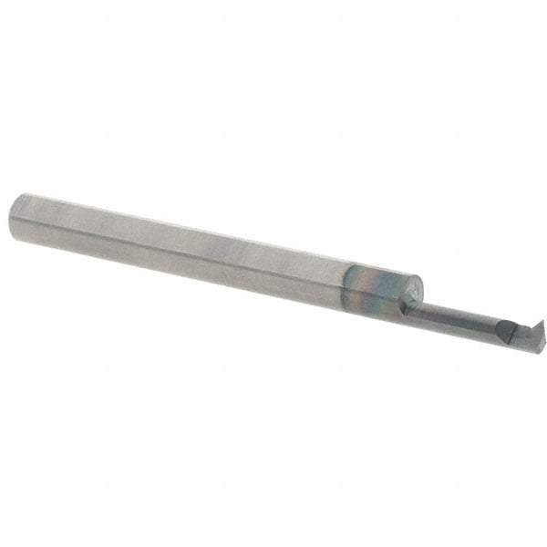 Scientific Cutting Tools - 0.3" Cutting Depth, 32 to 64 TPI, 0.09" Diam, Internal Thread, Solid Carbide, Single Point Threading Bar - AlTiN+ Finish, 1-1/2" OAL, 1/8" Shank Diam, 0.025" Projection from Edge, 60° Profile Angle - Exact Tool & Supply