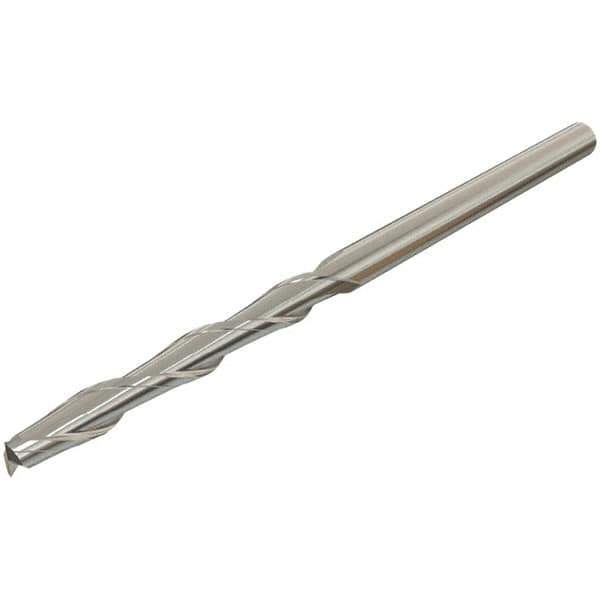 Iscar - 3mm, 30mm LOC, 3mm Shank Diam, 75mm OAL, 2 Flute, Solid Carbide Square End Mill - Single End, Uncoated, Spiral Flute, 30° Helix, Centercutting, Right Hand Cut, Right Hand Flute - Exact Tool & Supply