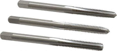 Cleveland - #8-32 UNC, 4 Flute, Bottoming, Plug & Taper, Bright Finish, High Speed Steel Tap Set - Right Hand Cut, 2-1/8" OAL, 0.38" Thread Length - Exact Tool & Supply