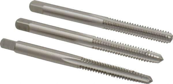 Cleveland - #10-24 UNC, 3 Flute, Bottoming, Plug & Taper, Bright Finish, High Speed Steel Tap Set - Right Hand Cut, 2-3/8" OAL, 1/2" Thread Length - Exact Tool & Supply