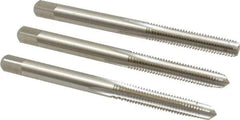 Cleveland - #10-32 UNF, 4 Flute, Bottoming, Plug & Taper, Bright Finish, High Speed Steel Tap Set - Right Hand Cut, 2-3/8" OAL, 1/2" Thread Length - Exact Tool & Supply