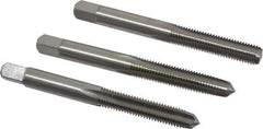 Cleveland - 1/4-28 UNF, 4 Flute, Bottoming, Plug & Taper, Bright Finish, High Speed Steel Tap Set - Right Hand Cut, 63.5mm OAL, 0.63" Thread Length - Exact Tool & Supply