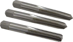 Cleveland - 3/8-16 UNC, 4 Flute, Bottoming, Plug & Taper, Bright Finish, High Speed Steel Tap Set - Right Hand Cut, 2.938" OAL, 3/4" Thread Length - Exact Tool & Supply