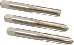 Cleveland - 3/8-24 UNF, 4 Flute, Bottoming, Plug & Taper, Bright Finish, High Speed Steel Tap Set - Right Hand Cut, 2.938" OAL, 3/4" Thread Length - Exact Tool & Supply