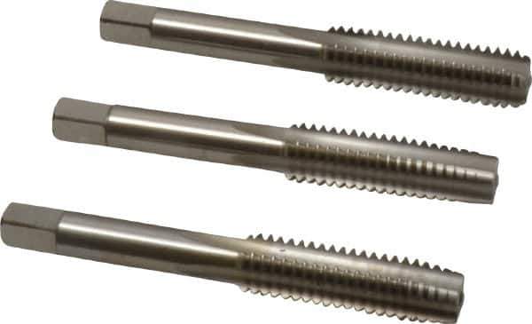 Cleveland - 7/16-14 UNC, 4 Flute, Bottoming, Plug & Taper, Bright Finish, High Speed Steel Tap Set - Right Hand Cut, 3-5/32" OAL, 0.88" Thread Length - Exact Tool & Supply