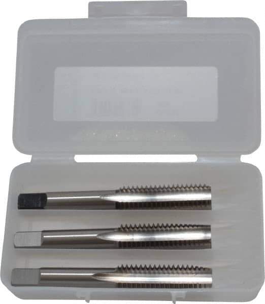 Cleveland - 9/16-12 UNC, 4 Flute, Bottoming, Plug & Taper, Bright Finish, High Speed Steel Tap Set - Right Hand Cut, 3-19/32" OAL, 1" Thread Length - Exact Tool & Supply