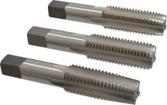 Cleveland - 1-8 UNC, 4 Flute, Bottoming, Plug & Taper, Bright Finish, High Speed Steel Tap Set - Right Hand Cut, 5-1/8" OAL, 2-1/2" Thread Length - Exact Tool & Supply