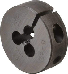 Cle-Line - #8-32 UNC Thread, 1" Outside Diam High Speed Steel Round Die - 3/8" Thick, Right Hand Thread, Adjustable - Exact Tool & Supply