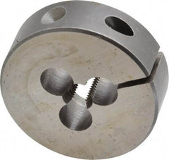 Cle-Line - 1/4-28 UNF Thread, 1-1/2" Outside Diam High Speed Steel Round Die - 1/2" Thick, Right Hand Thread, Adjustable - Exact Tool & Supply