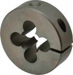 Cle-Line - 7/16-20 UNF Thread, 1-1/2" Outside Diam High Speed Steel Round Die - 1/2" Thick, Right Hand Thread, Adjustable - Exact Tool & Supply
